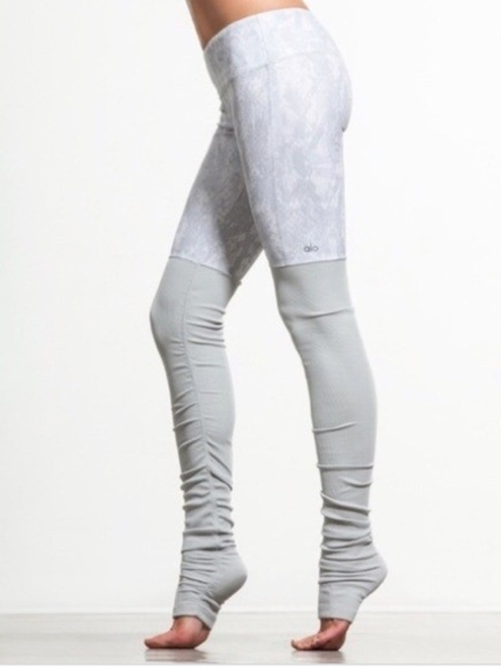 ALO Yoga Light Gray Layered High-Waist Leggings